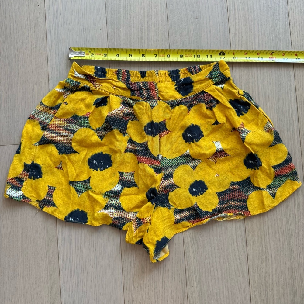Topshop Yellow Floral High Waist Shorts
